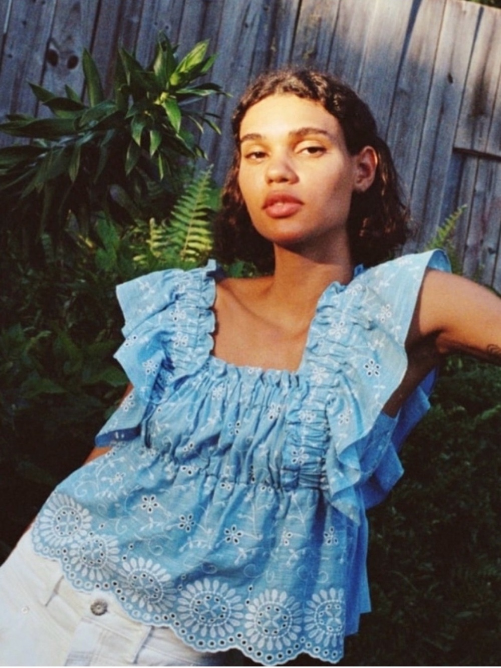 Zara blue eyelet tank top size S